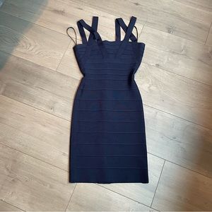 Herve Leger blue strappy bandage mini dress XXS